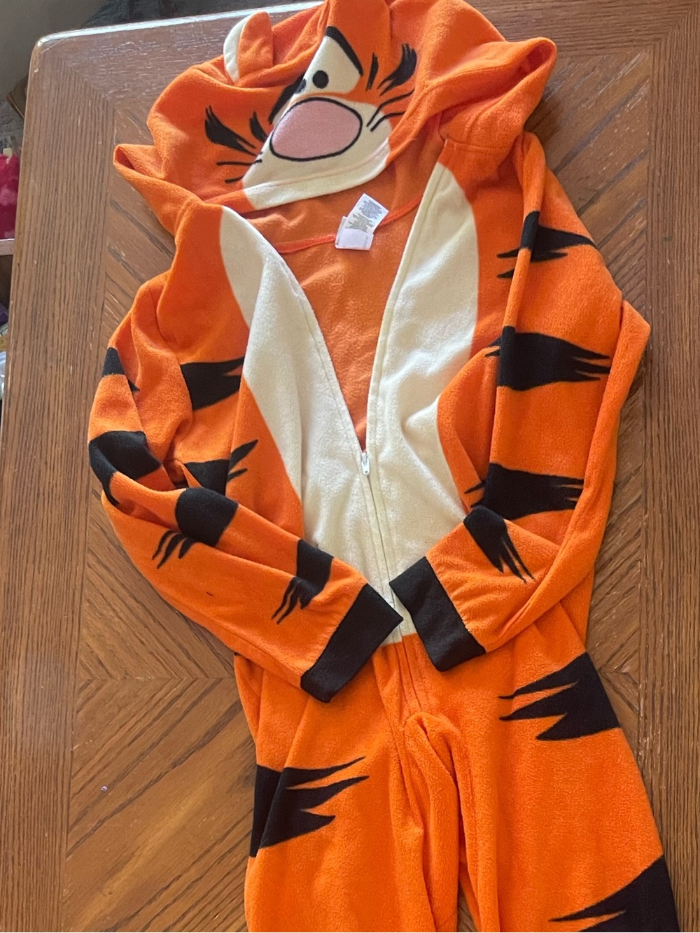 Disney Orange Tigger Fleece Onesie Jumpsuit with Hood